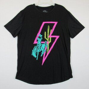 Crazy Train Shirt Women's Size L Short Sleeve Top Western Cowgirl Lightning